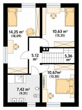 Rzut projektu Truskawkowy (CE) - poddasze