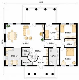 Rzut projektu Tercja 5 (PH) - parter