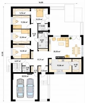 Rzut projektu Ambrozja 5 (SI) - parter