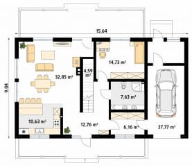 Rzut projektu Jagodowy 2 dr-T (DR-T) - parter