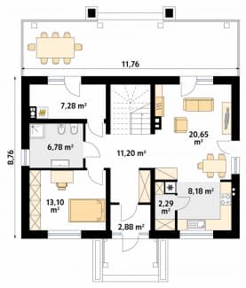 Rzut projektu Puszek (KO) - parter