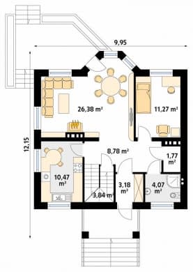 Rzut projektu Pliszka 4 (CE) - parter