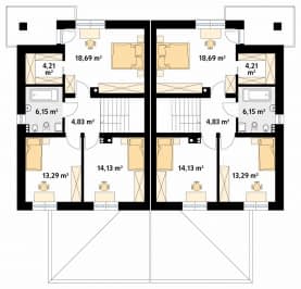 Rzut projektu Karminowy (CE) - poddasze