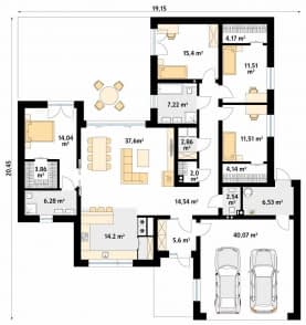 Rzut projektu Cytrus 6 (KO) - parter