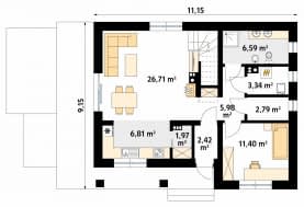 Rzut projektu Wanilia (CE) - parter
