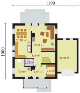 Rzut projektu BELLUNO - Parter