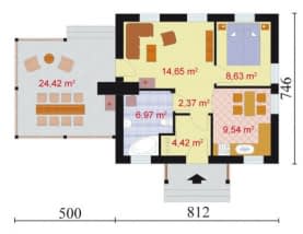 Rzut projektu LA LORA 2 dom letniskowy - Parter