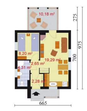 Rzut projektu MARMARIS dom letniskowy - Parter