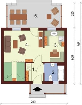 Rzut projektu RIOBAMBA dom letniskowy - Rzut przyziemia