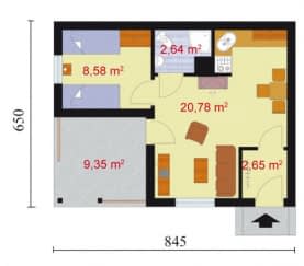 Rzut projektu LUBLANA dom letniskowy - Parter