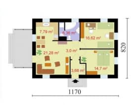 Rzut projektu EL PINAR dom z zielonym dachem - Parter