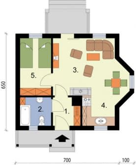 Rzut projektu LIMONE dom letniskowy - Rzut parteru