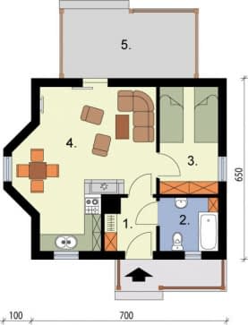 Rzut projektu LIMONE 2 dom letniskowy - Rzut parteru