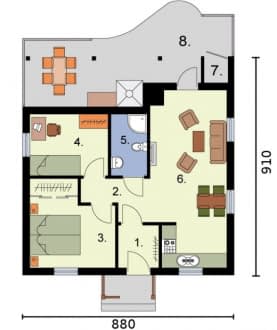 Rzut projektu BARBADOS dom letniskowy - Rzut przyziemia