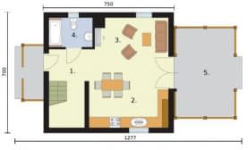 Rzut projektu ORLEAN 3 dom letniskowy z poddaszem - Rzut przyziemia