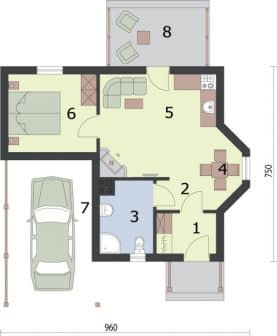 Rzut projektu KOLORADO dom letniskowy - Rzut przyziemia