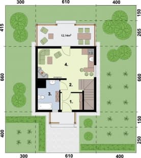 Rzut projektu LUIZJANA dom letniskowy z poddaszem - Rzut przyziemia