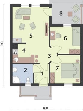 Rzut projektu SAN ANTONIO dom letniskowy - Rzut przyziemia