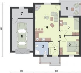 Rzut projektu SAN ANTONIO 2 dom letniskowy - Rzut przyziemia