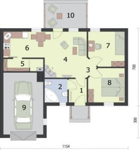 Rzut projektu OREGON dom letniskowy - Rzut przyziemia