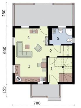 Rzut projektu ORLEAN 4 dom letniskowy z poddaszem - Rzut przyziemia