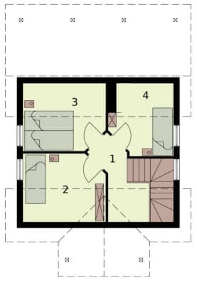 Rzut projektu ORLEAN 4 dom letniskowy z poddaszem - Rzut poddasza