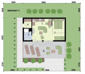 Rzut projektu BELO HORIZONTE dom letniskowy - Rzut parteru - WARIANT C