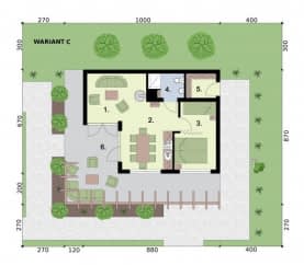 Rzut projektu GRENADA dom letniskowy - Rzut przyziemia WARIANT C