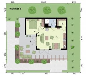 Rzut projektu GRENADA dom letniskowy - Rzut przyziemia - WARIANT B