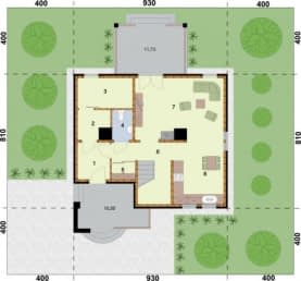 Rzut projektu SEVILLA 2 szkielet drewniany - Rzut przyziemia