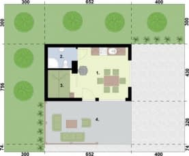 Rzut projektu MELILLA dom letniskowy - Rzut przyziemia