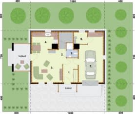 Rzut projektu KATANIA szkielet drewniany - Rzut przyziemia