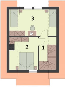 Rzut projektu OKLAHOMA dom letniskowy z poddaszem szkielet drewniany - Rzut poddasza