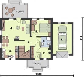Rzut projektu MAREA szkielet drewniany - Rzut przyziemia
