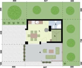 Rzut projektu PALMAS szkielet drewniany dom letniskowy - Rzut przyziemia