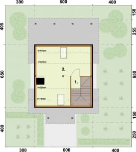 Rzut projektu LUIZJANA szkielet drewniany dom letniskowy z poddaszem - Rzut poddasza