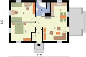 Rzut projektu EL PINAR 2 szkielet drewniany - Rzut przyziemia