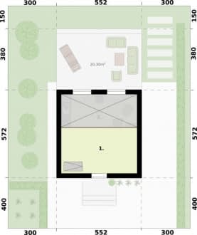 Rzut projektu LIDO 2 A dom letniskowy na zgłoszenie do 35m2 - Rzut nieużytkowego poddasza
