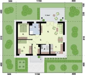 Rzut projektu TRYPOLIS 7 szkielet drewniany - Rzut przyziemia