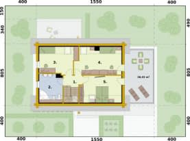Rzut projektu TRYPOLIS 3 projekt domu z bali drewnianych - Rzut poddasza