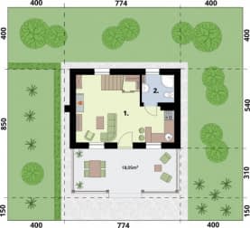 Rzut projektu BARI C dom mieszkalny, całoroczny - Rzut przyziemia