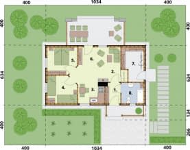 Rzut projektu LA PALMA C szkielet drewniany, dom mieszkalny, całoroczny - Rzut przyziemia