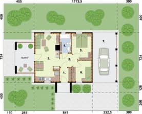 Rzut projektu AWINION C dom mieszkalny, całoroczny szkielet drewniany - Rzut przyziemia