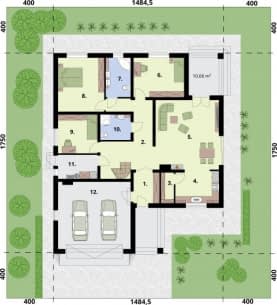 Rzut projektu ALEXANDRIA 2 - Rzut przyziemia