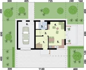 Rzut projektu ORLEAN 7A C dom mieszkalny, całoroczny - Rzut przyziemia