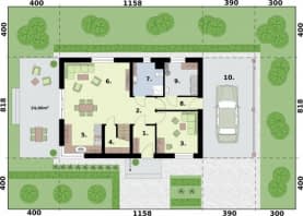 Rzut projektu TRYPOLIS 8 - Wariant A - rzut przyziemia