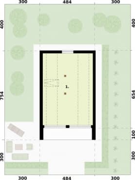 Rzut projektu MOCA 2 A  dom letniskowy na zgłoszenie do 35m2 - Rzut poddasza
