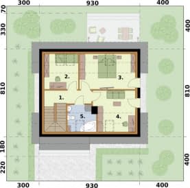 Rzut projektu SEVILLA 3 szkielet drewniany - Rzut poddasza