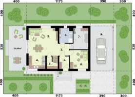 Rzut projektu TRYPOLIS 8A - Rzut przyziemia