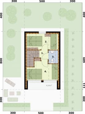 Rzut projektu MOCA 2 C szkielet drewniany dom całoroczny, mieszkalny z pompą ciepła i podłogówką - Rzut poddasza